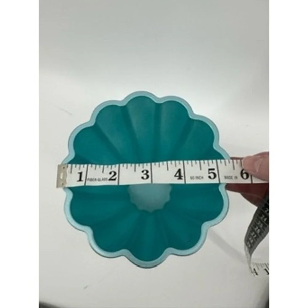 Teleflora Gift Vase Teal Green Ribbed Scalloped Flower Holder‎ Home Decor